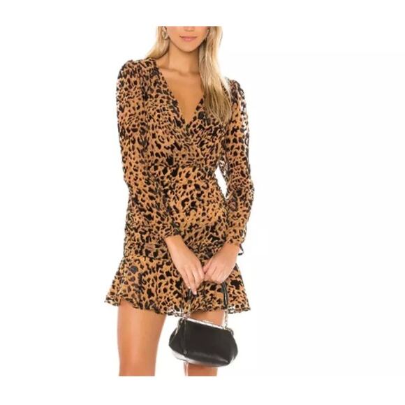 ASTR DRESS WOMEN'S SMALL LEOPARD  NIKITA TIERED RUFFLE HEM SHORT MINI VELVET - Picture 1 of 17